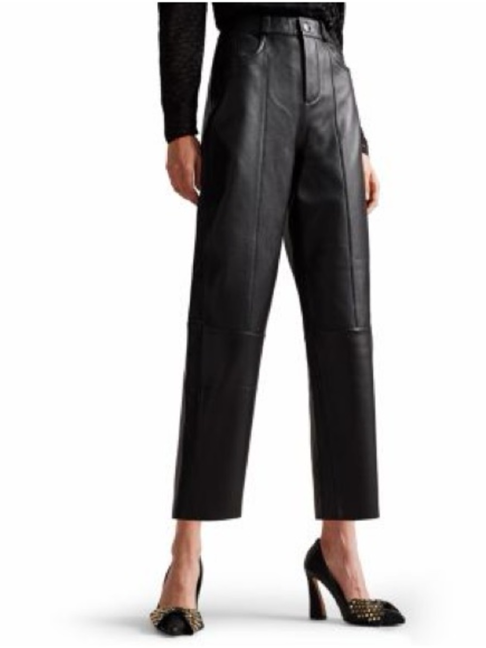 High-Waist Black Ted Baker Leather pants